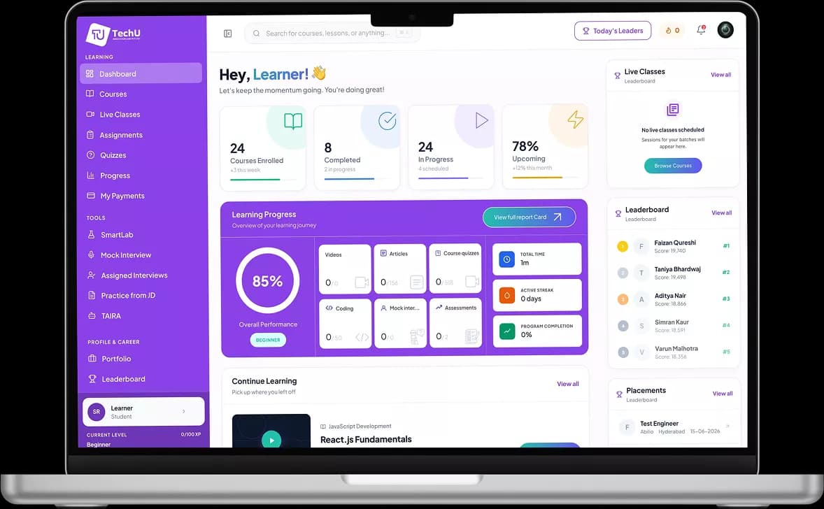 LMS Dashboard mockup